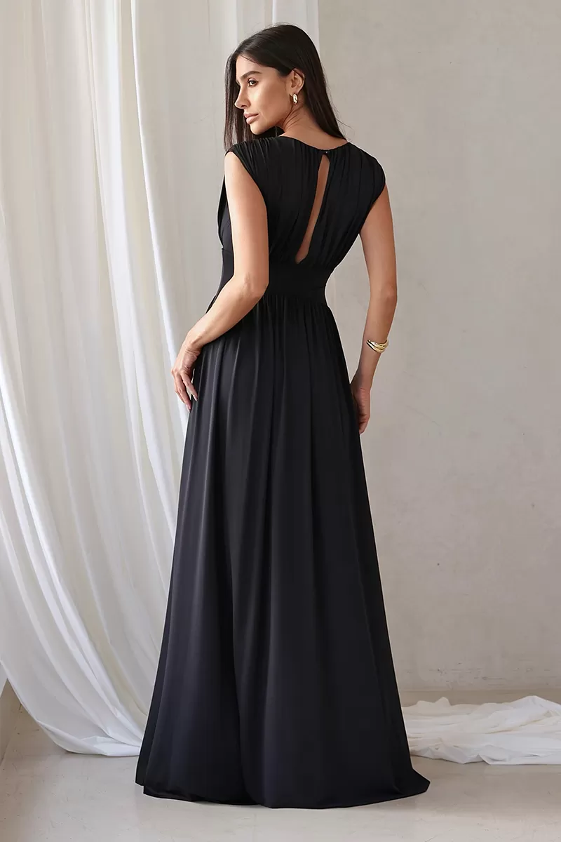 Dot Clothing - Dot Clothing Long Dress with 2 Slits in Black - 2776PRETO Dot Clothing - Dot Clothing Long Dress with 2 Slits in Black - 2776PRETO