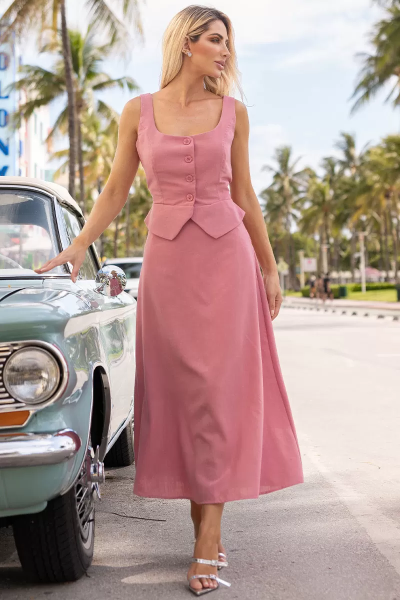 Miss Misses - Valentina Skirt Set with Vest Rose - 54585031 Miss Misses - Valentina Skirt Set with Vest Rose - 54585031