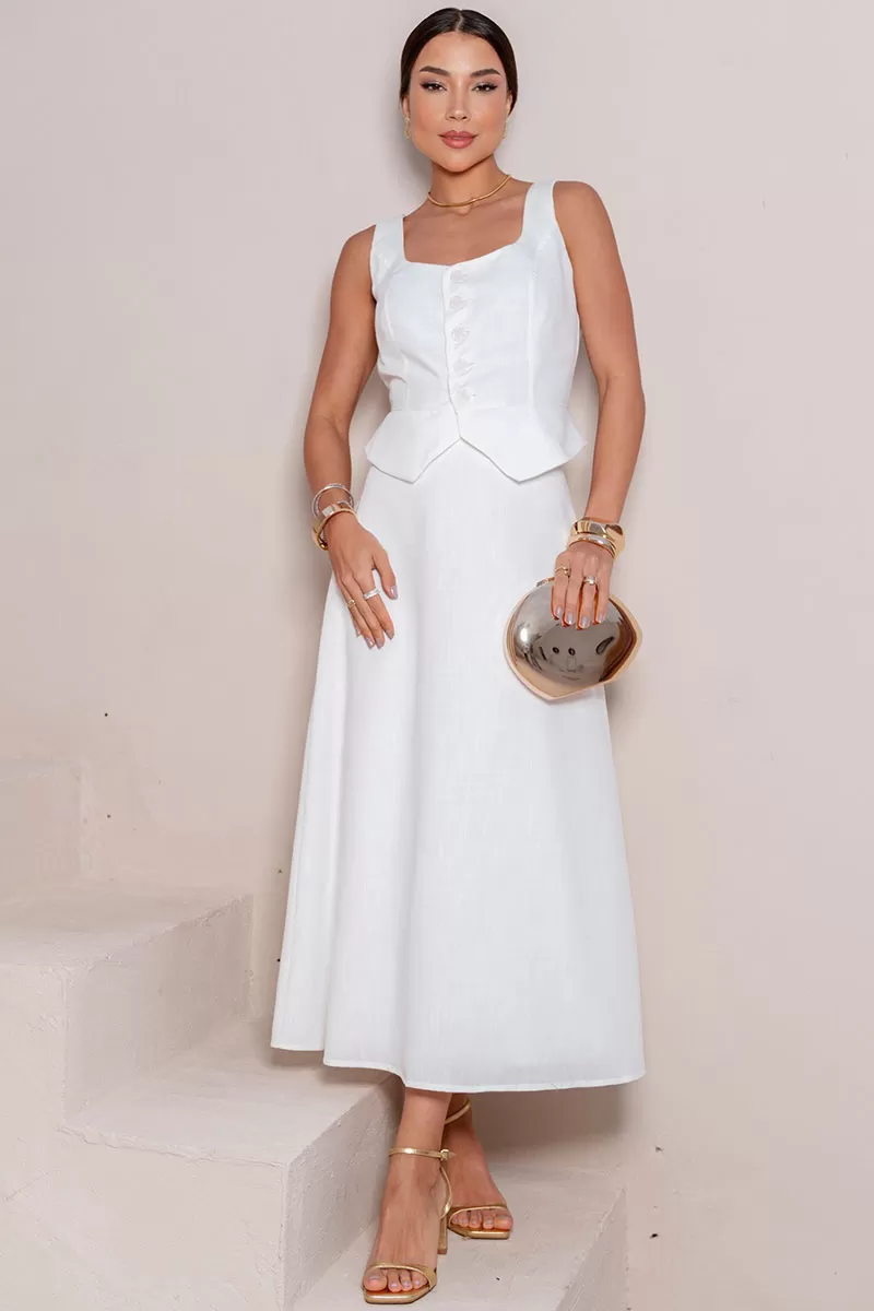 Miss Misses - Valentina Skirt Set With Vest Of White - 54585030