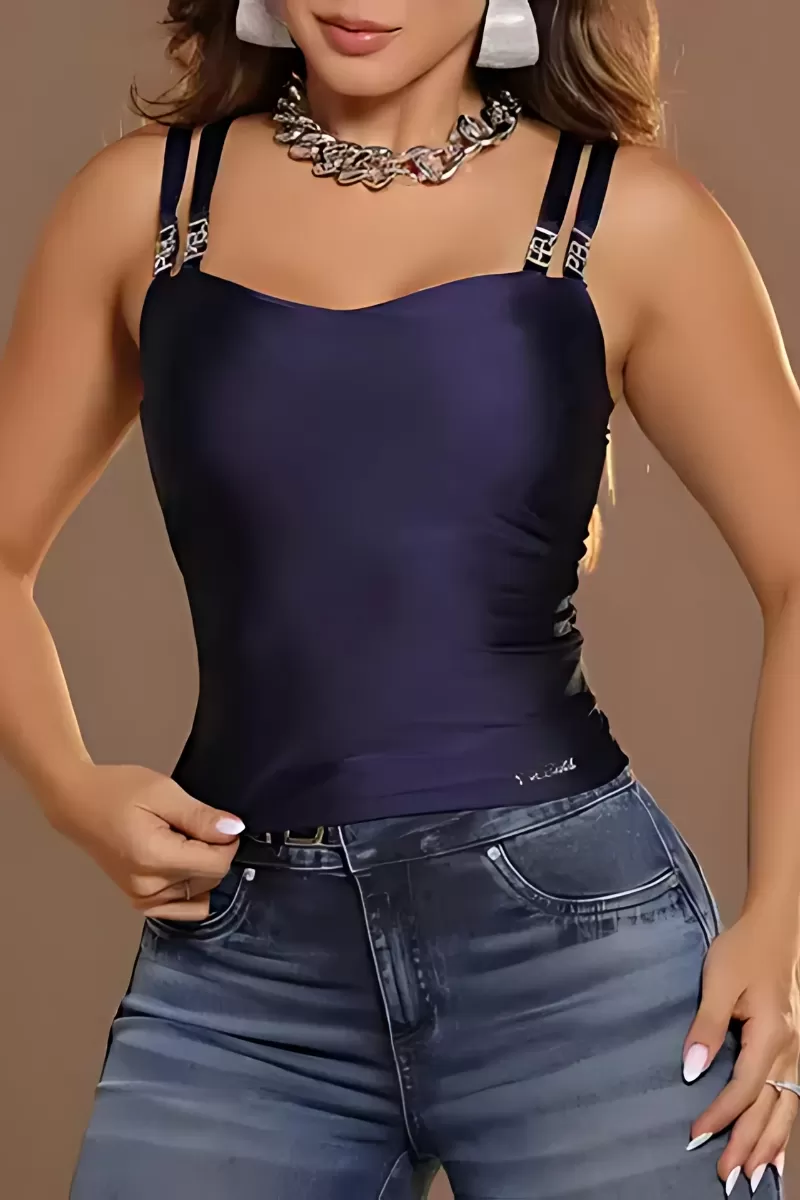 PITBULL - SEXY NAVY BLUE PIT BULL BLOUSE - 86109 PITBULL - SEXY NAVY BLUE PIT BULL BLOUSE - 86109