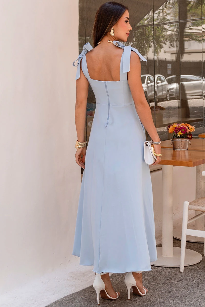 Miss Misses - Katia Dress with Straps and Bow with Blue Fin - 54421002 Miss Misses - Katia Dress with Straps and Bow with Blue Fin - 54421002