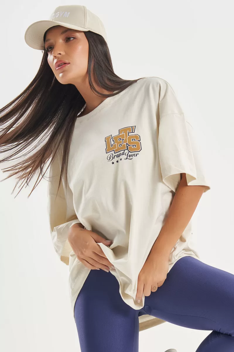 Lets Gym - Oversized Shades Off White T-Shirt - 2733OFW