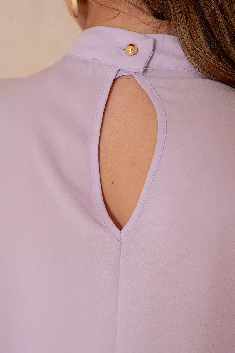 Miss Misses - Cleide Crepe Shirt with Metal Detail and Lilac Collar - 54622050 Miss Misses - Cleide Crepe Shirt with Metal Detail and Lilac Collar - 54622050