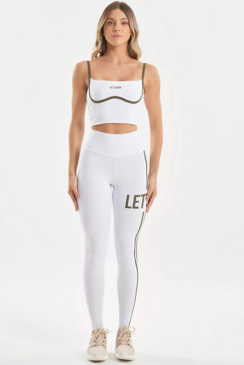 Lets Gym - White Line Up Leggings - 2751BR