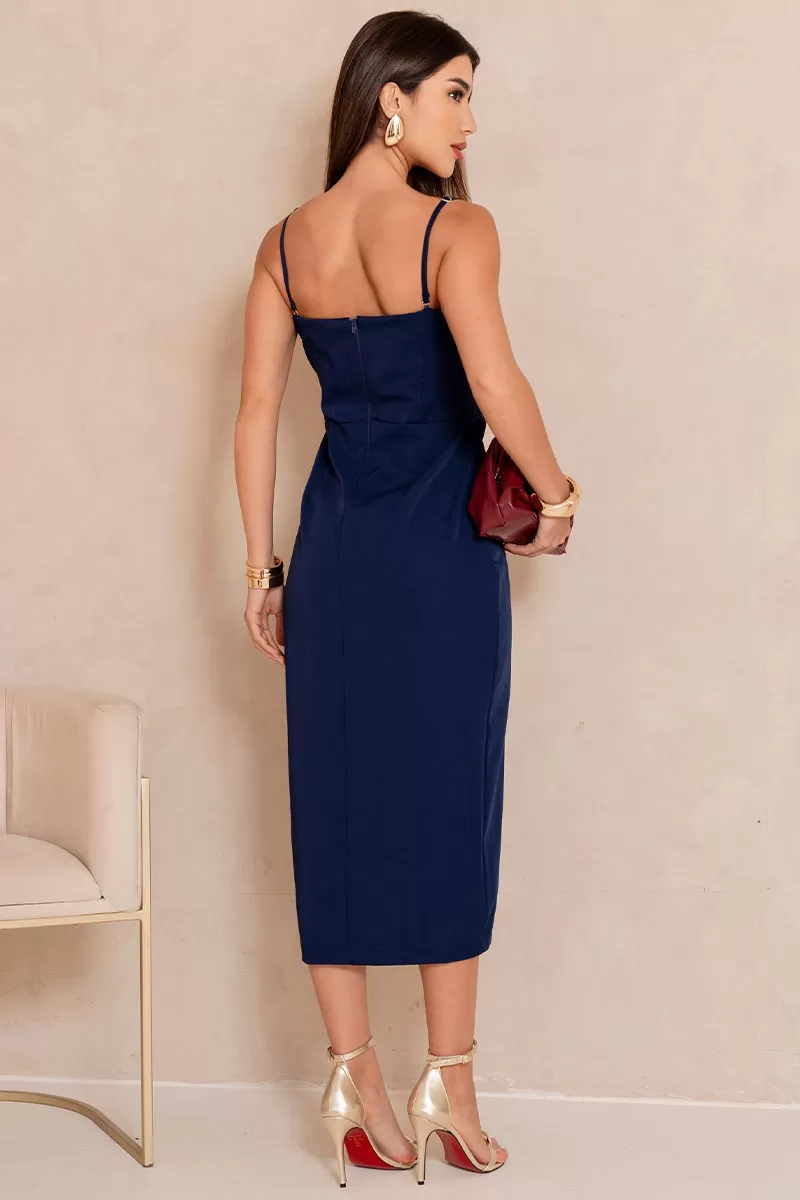 Miss Misses - Dress Fabricia MD with Strap and Metal Detail Navy Blue - 54618004 Miss Misses - Dress Fabricia MD with Strap and Metal Detail Navy Blue - 54618004