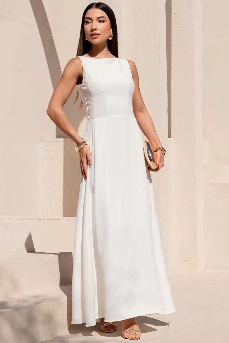 Miss Misses - Eliza Long Dress with Off-White Zipper - 54632030