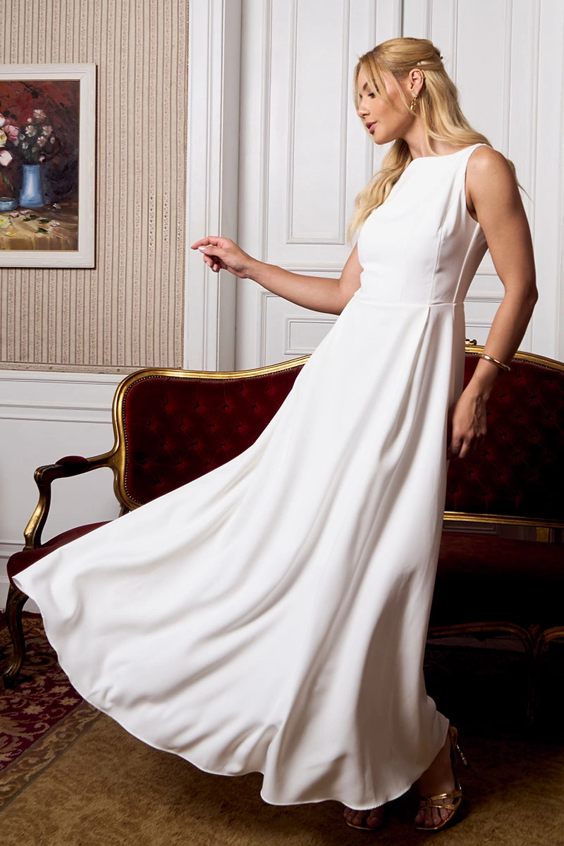 Miss Misses - Eliza Long Dress with Off-White Zipper - 54632030