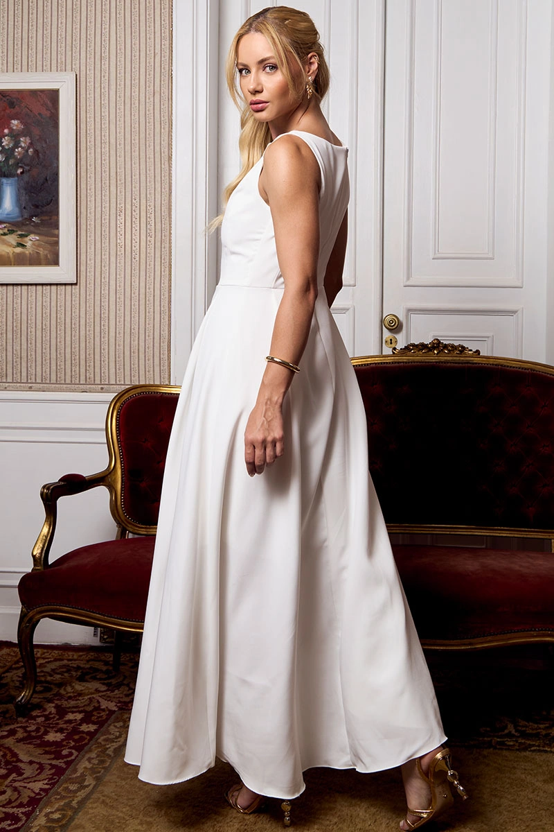 Miss Misses - Eliza Long Dress with Off-White Zipper - 54632030