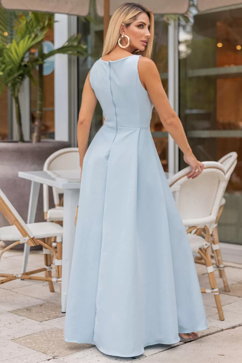 Miss Misses - Eliza Long Dress with Blue Zipper - 54632002 Miss Misses - Eliza Long Dress with Blue Zipper - 54632002