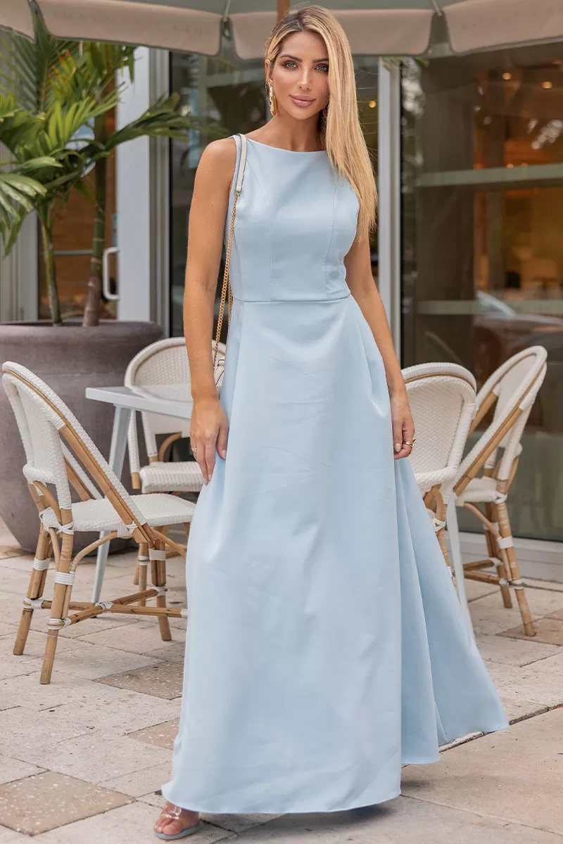 Miss Misses - Eliza Long Dress with Blue Zipper - 54632002 Miss Misses - Eliza Long Dress with Blue Zipper - 54632002