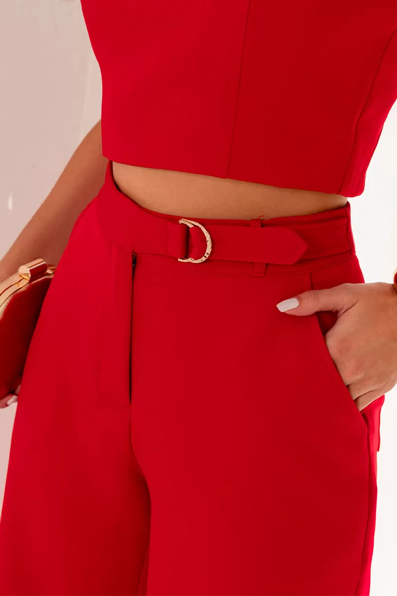 Miss Misses - Tania Cropped and Pants Set with Red Metal Detail - 54590024 Miss Misses - Tania Cropped and Pants Set with Red Metal Detail - 54590024