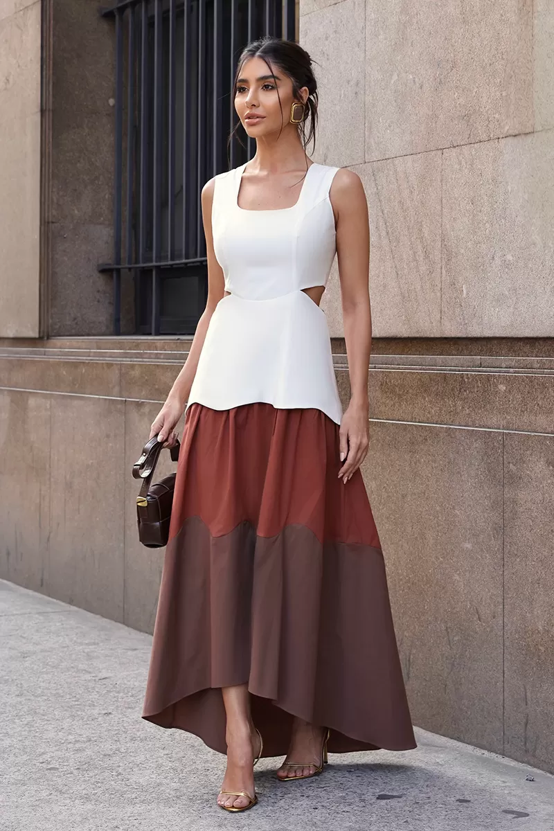 Dot Clothing - Dress Dot Clothing Midi Mulet Tricolor Terracotta - 2773TERRA
