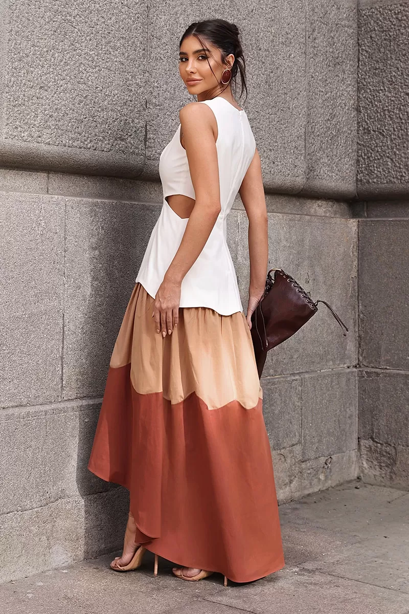 Dot Clothing - Dress Dot Clothing Midi Mulet Tricolor Brown - 2773MARROM Dot Clothing - Dress Dot Clothing Midi Mulet Tricolor Brown - 2773MARROM