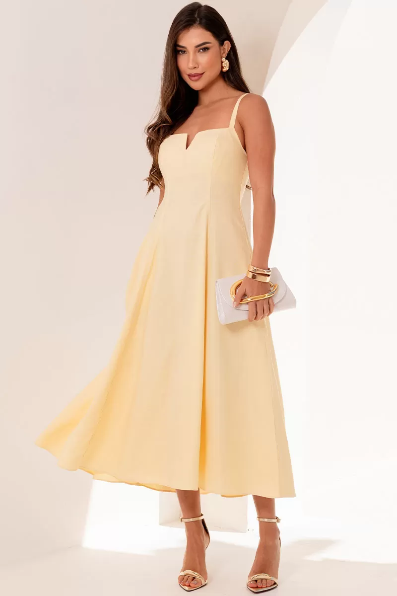 Miss Misses - Milena Dress with Straps and Yellow Stitching Detail - 54636003 Miss Misses - Milena Dress with Straps and Yellow Stitching Detail - 54636003