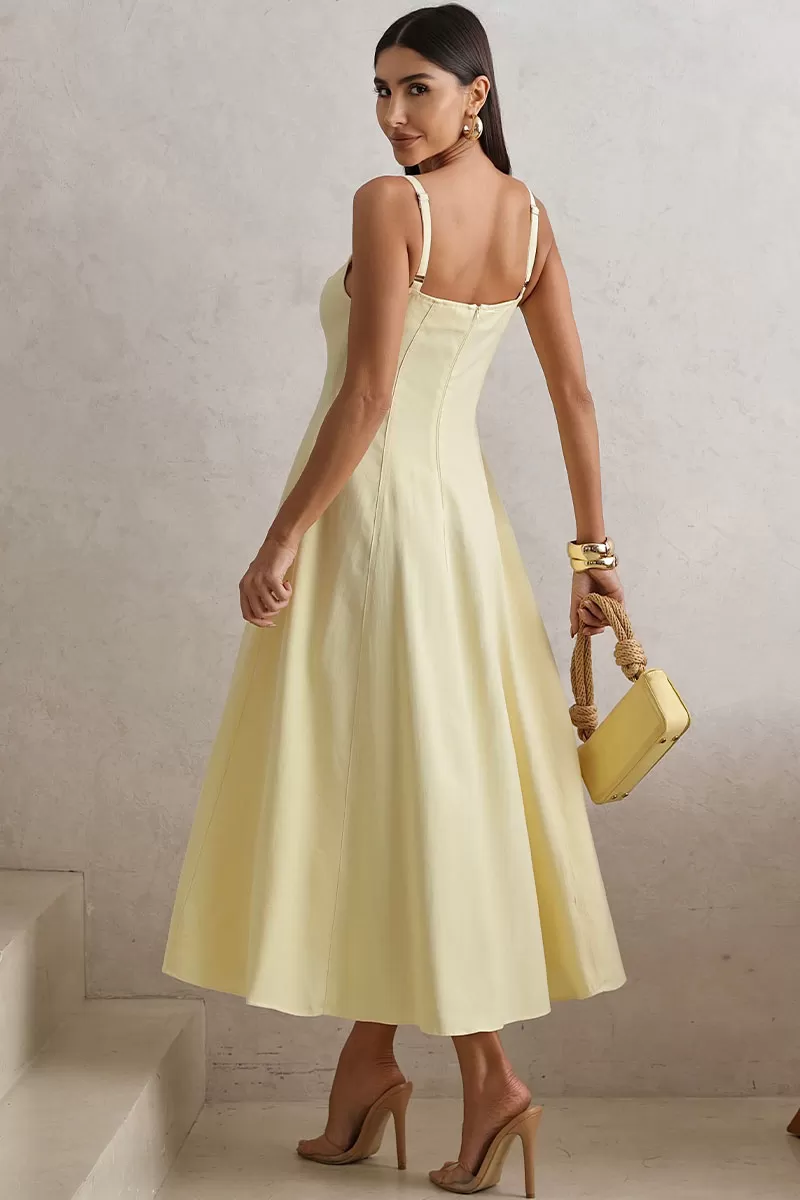Miss Misses - Milena Dress with Straps and Yellow Stitching Detail - 54636003 Miss Misses - Milena Dress with Straps and Yellow Stitching Detail - 54636003