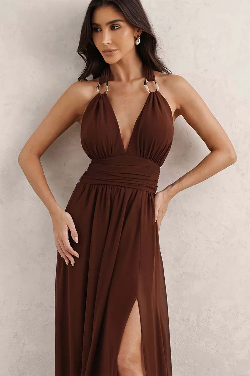 Dot Clothing - Dot Clothing Long Dress with Brown Buckle - 2765MARROM Dot Clothing - Dot Clothing Long Dress with Brown Buckle - 2765MARROM