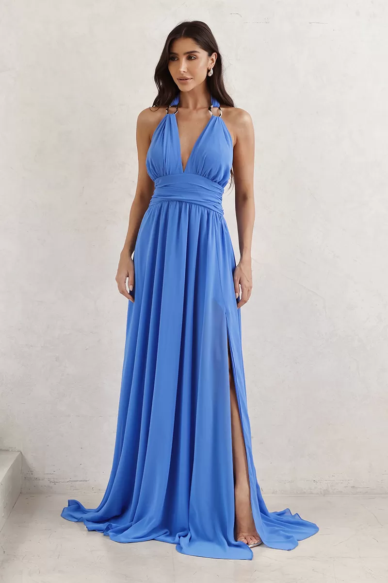 Dot Clothing - Dot Clothing Long Dress with Blue Buckle - 2765AZUL Dot Clothing - Dot Clothing Long Dress with Blue Buckle - 2765AZUL