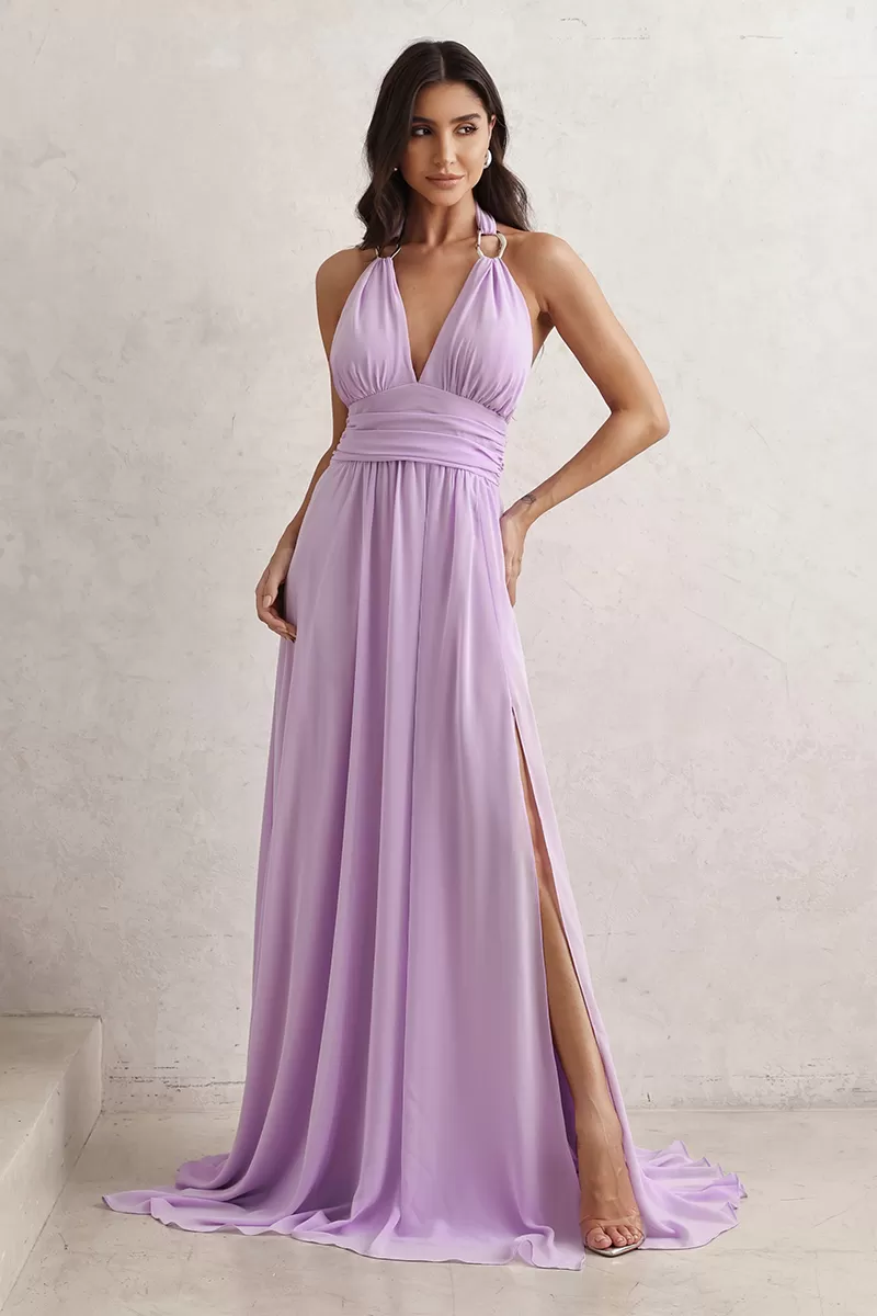Dot Clothing - Dot Clothing Long Dress with Purple Buckle - 2765ROXO Dot Clothing - Dot Clothing Long Dress with Purple Buckle - 2765ROXO