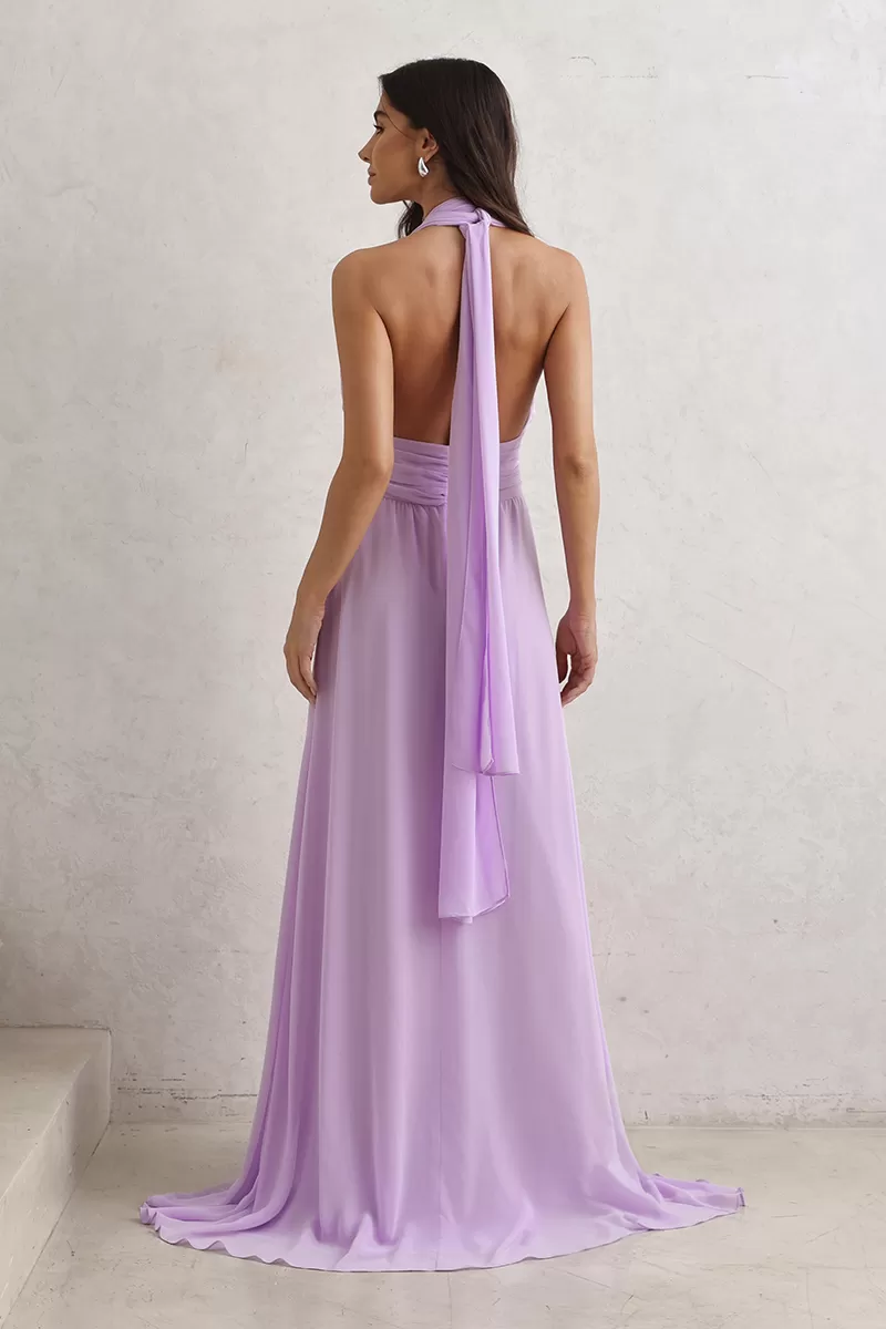 Dot Clothing - Dot Clothing Long Dress with Purple Buckle - 2765ROXO Dot Clothing - Dot Clothing Long Dress with Purple Buckle - 2765ROXO