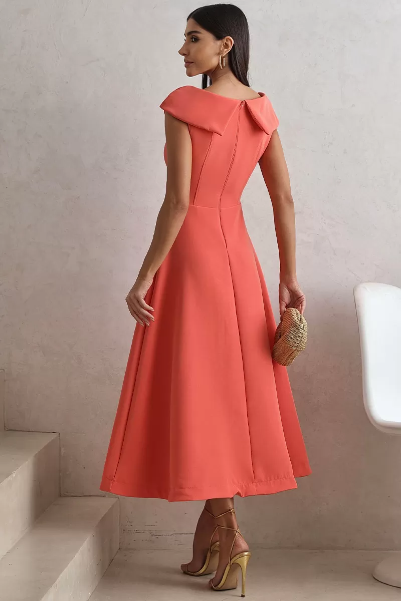 Miss Misses - Hilda Dress with Flower Detail on the Coral Collar - 54592066 Miss Misses - Hilda Dress with Flower Detail on the Coral Collar - 54592066