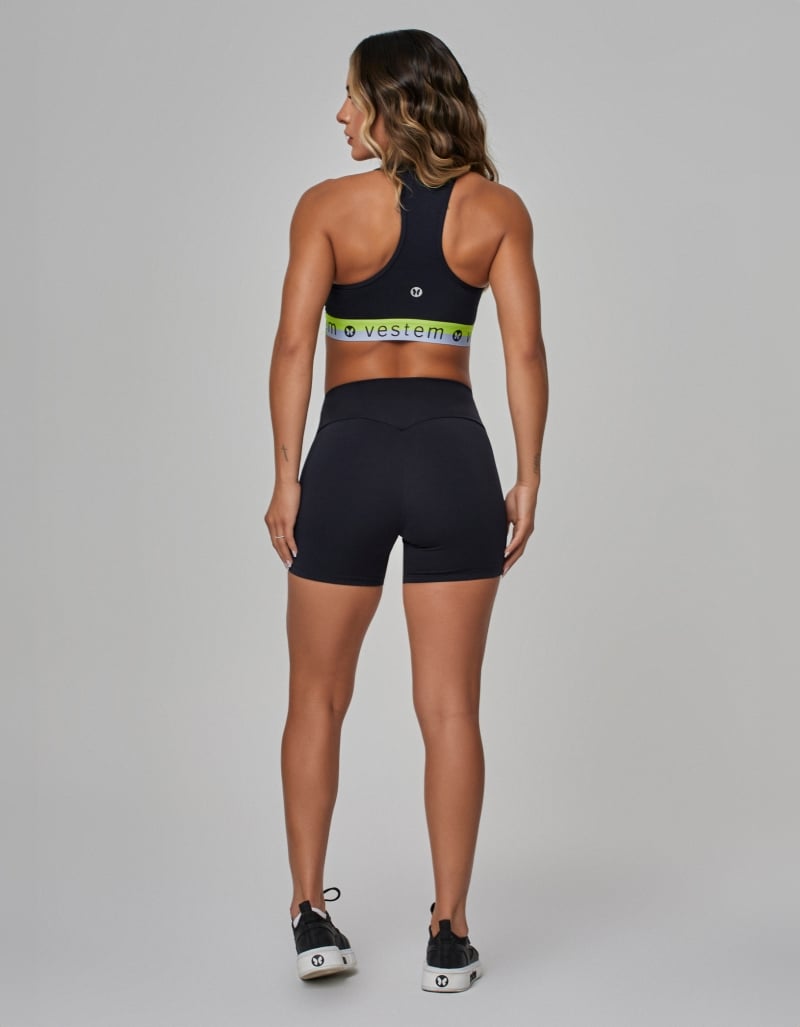 Vestem - Dakota Shorts and Top Set in Black, Neon Yellow and Drizzle Blue - CJ255.SP.C0327 Vestem - Dakota Shorts and Top Set in Black, Neon Yellow and Drizzle Blue - CJ255.SP.C0327