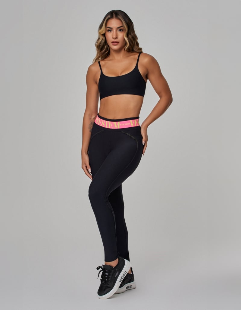 Vestem - Black, Neon Pink and Neon Yellow Legging and Top Park Set - CJ256.OUT.C0183