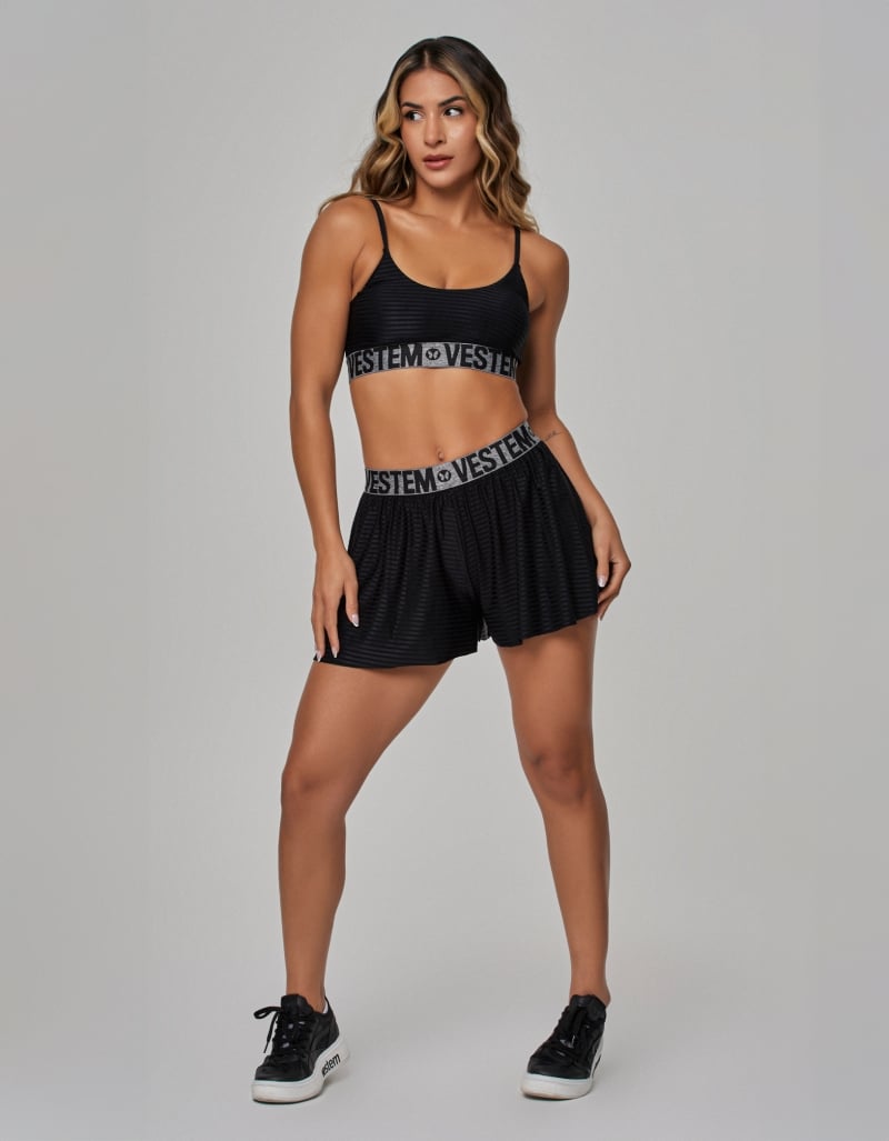 Vestem - Shorts and Top Set in Black and White - CJ246.OUT.C0181