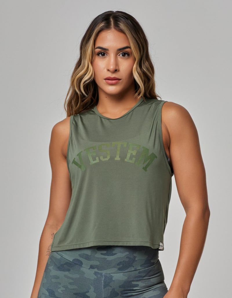 Vestem - Lupita Green Croco Tank Shirt - REG835.OUT.C0292