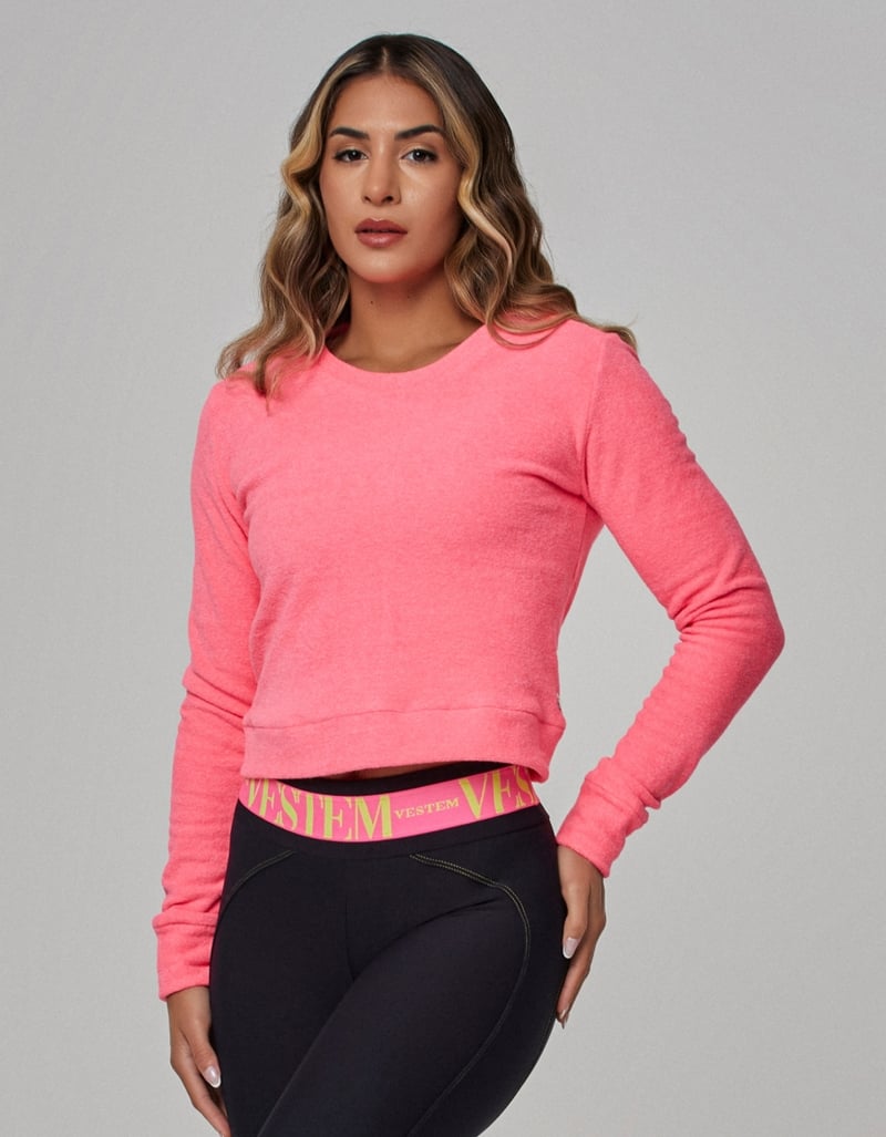 Vestem - Dakota Pink Neon Blouse Long Sleeve Shirt - BPML498.OUT.C0003