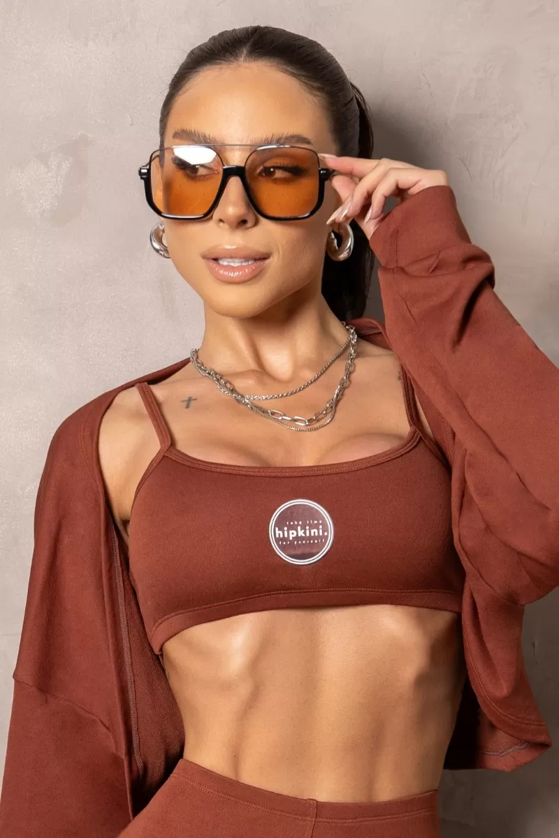 Hipkini - Smash Brown Fitness Top with Adjustable Straps - 33331247