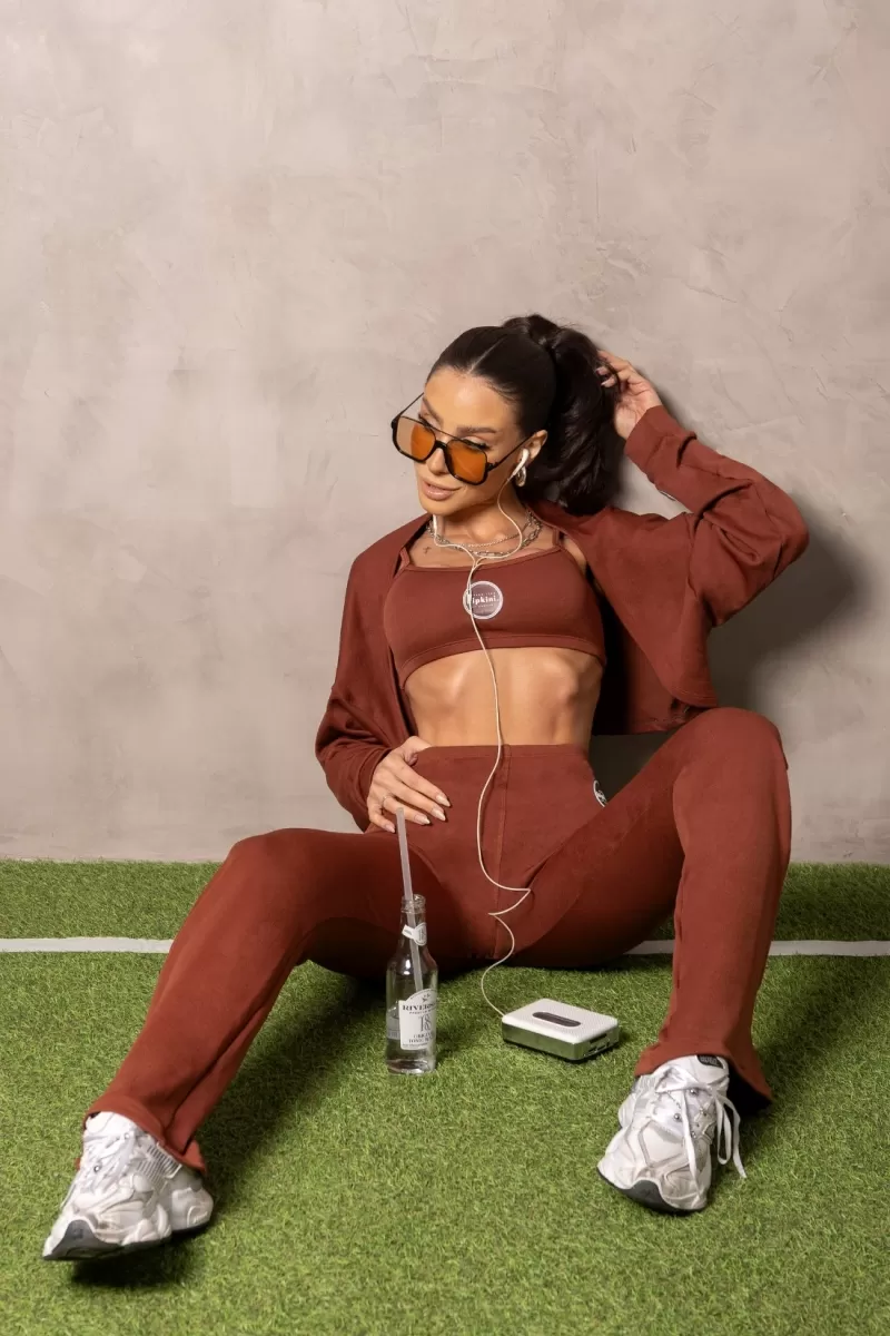 Hipkini - Smash Brown Fitness Top with Adjustable Straps - 33331247