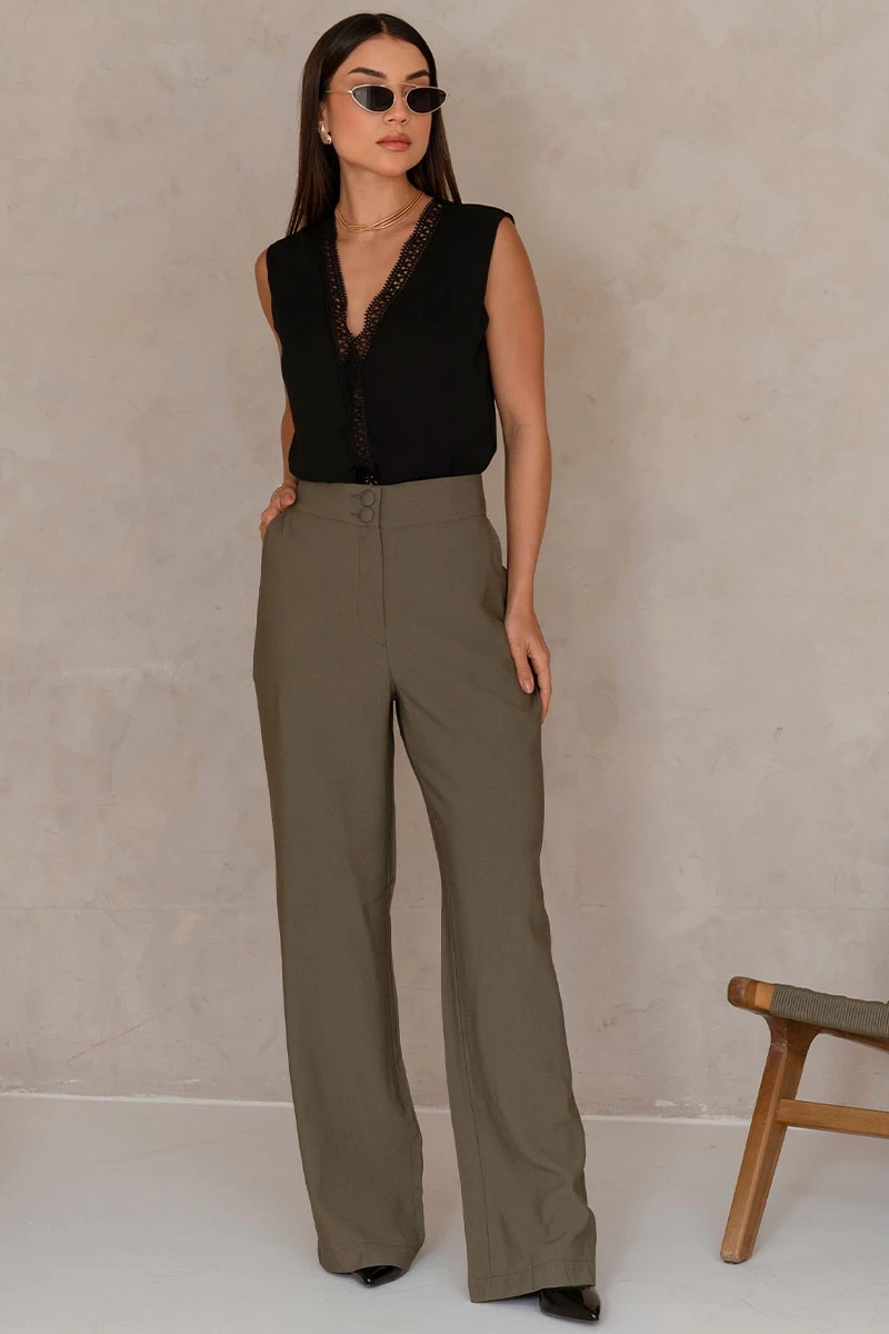 Miss Misses - Cibele Crepe Shirt with Black Guipure Detail - 54610001