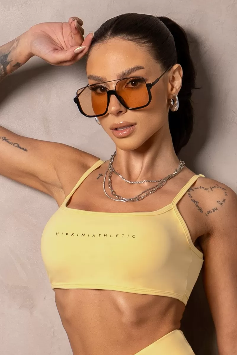 Hipkini - Yellow Smash Fitness Top with Silk - 33331274