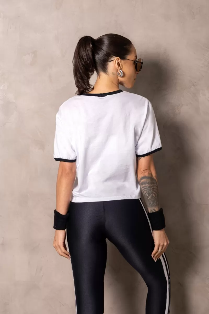 Hipkini - Cropped Smash White fitness T-Shirt with silk - 33331244 Hipkini - Cropped Smash White fitness T-Shirt with silk - 33331244