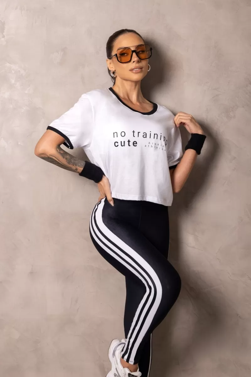 Hipkini - Cropped Smash White fitness T-Shirt with silk - 33331244 Hipkini - Cropped Smash White fitness T-Shirt with silk - 33331244