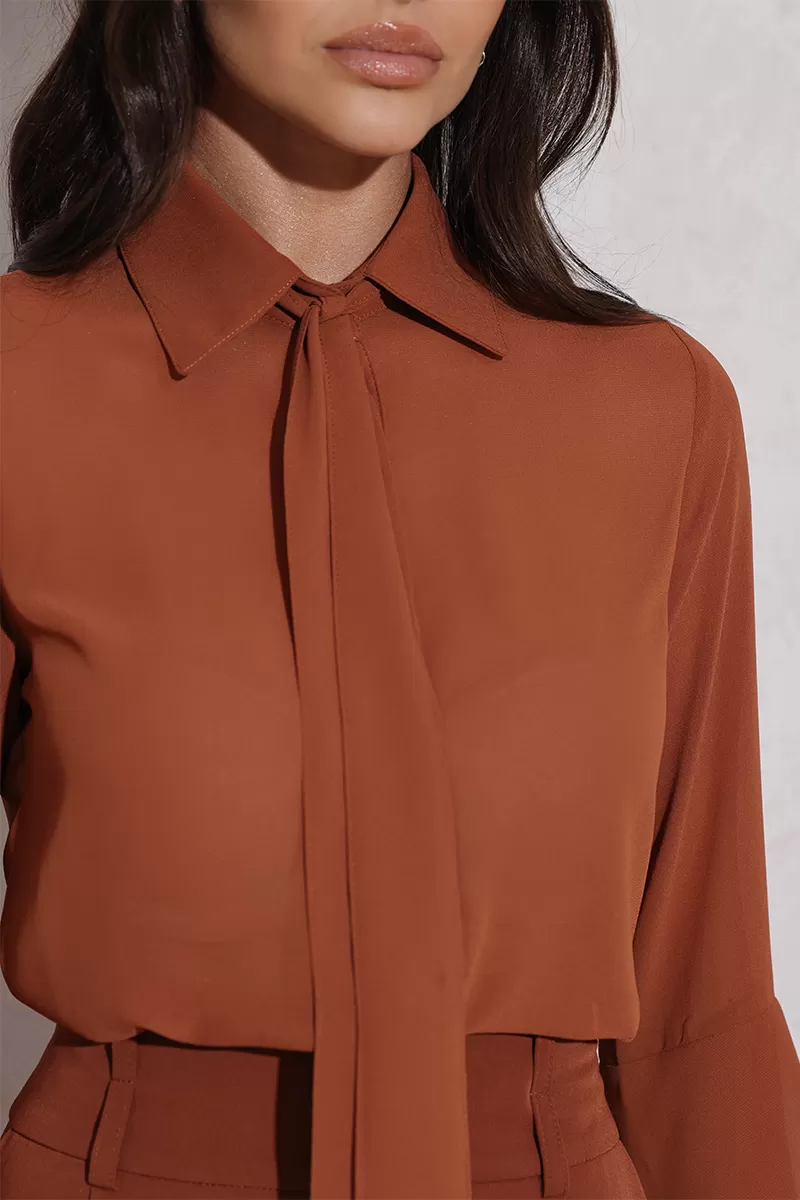 Dot Clothing - Shirt Dot Clothing Frill Sleeve Brown - 2792MARROM Dot Clothing - Shirt Dot Clothing Frill Sleeve Brown - 2792MARROM