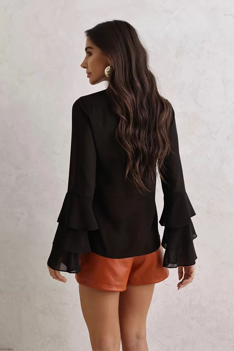 Dot Clothing - Shirt Dot Clothing Frill Sleeve Black - 2792PRETO Dot Clothing - Shirt Dot Clothing Frill Sleeve Black - 2792PRETO