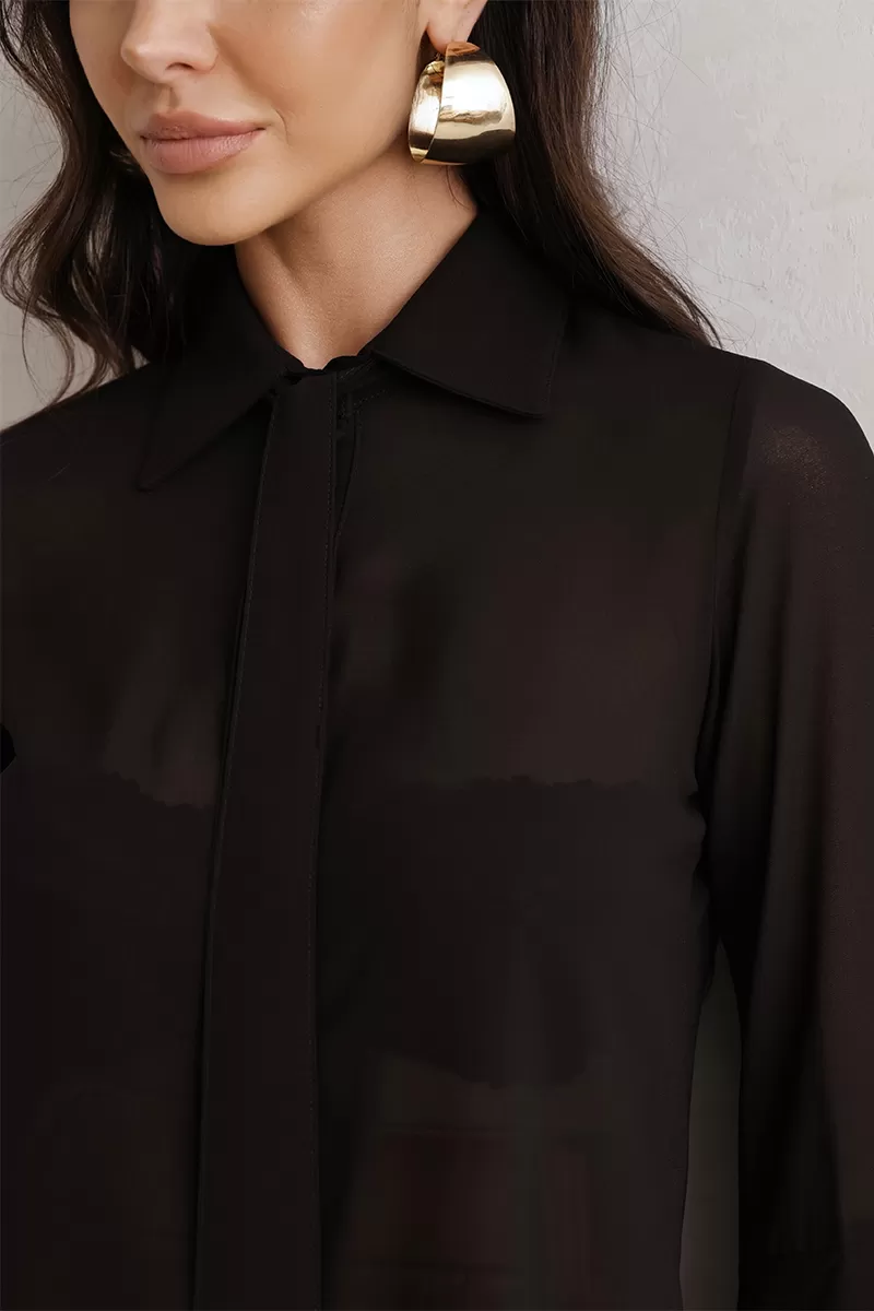 Dot Clothing - Shirt Dot Clothing Frill Sleeve Black - 2792PRETO Dot Clothing - Shirt Dot Clothing Frill Sleeve Black - 2792PRETO