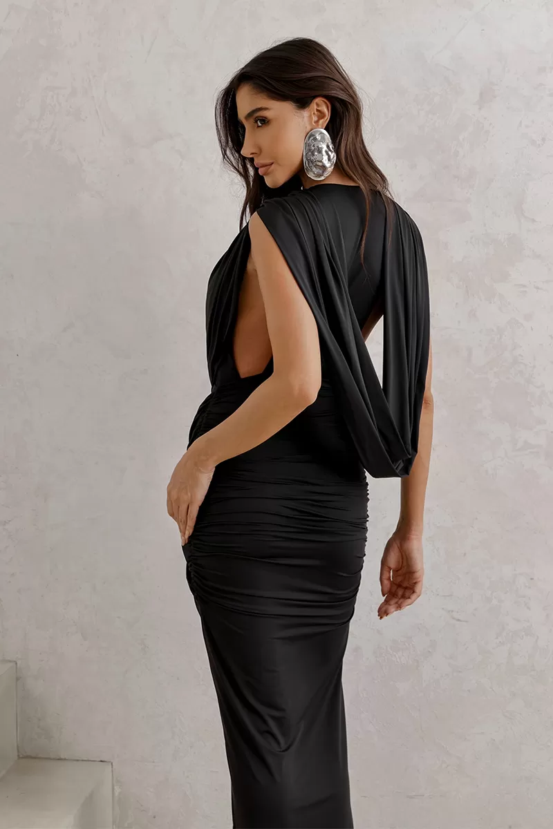 Dot Clothing - Dress Dot Clothing Black Draped Jersey - 2791PRETO Dot Clothing - Dress Dot Clothing Black Draped Jersey - 2791PRETO