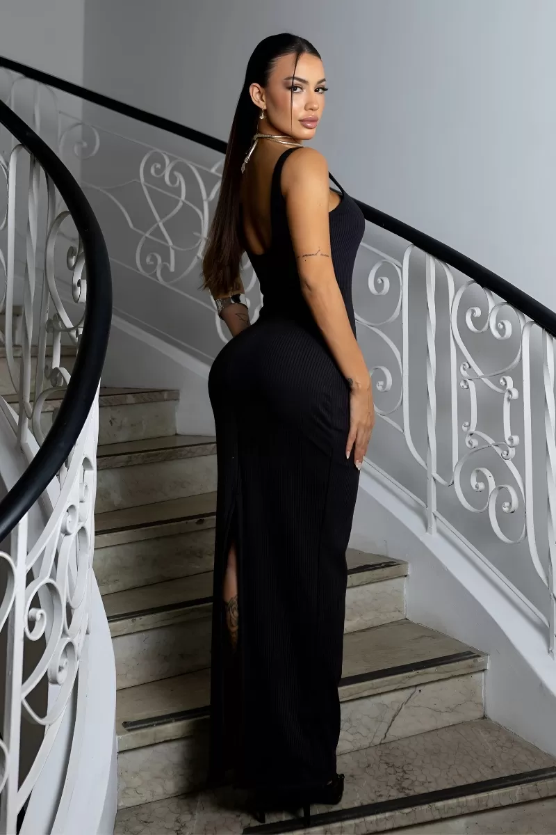 MARIA GUEIXA - MARIA GUEIXA RIBBED LONG DRESS - 12529 MARIA GUEIXA - MARIA GUEIXA RIBBED LONG DRESS - 12529