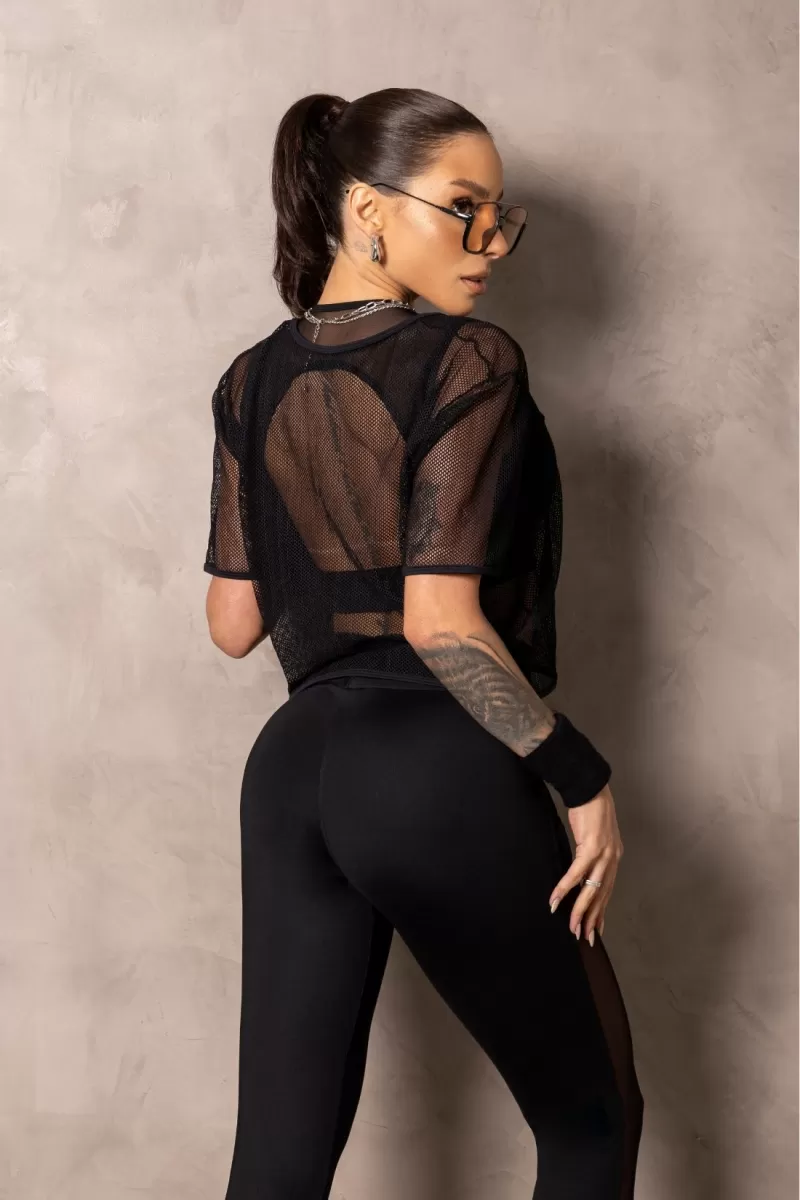 Hipkini - Cropped Smash Black fitness shirt with silk - 33331258 Hipkini - Cropped Smash Black fitness shirt with silk - 33331258