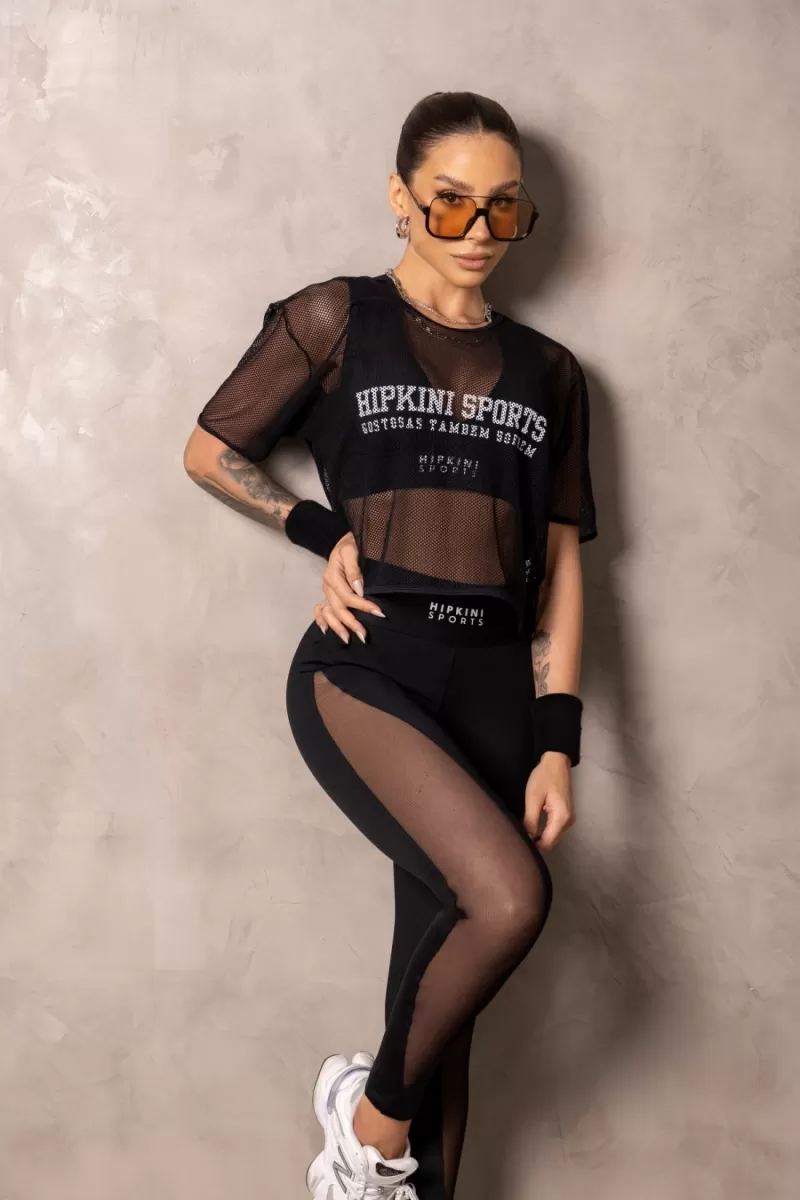 Hipkini - Cropped Smash Black fitness shirt with silk - 33331258 Hipkini - Cropped Smash Black fitness shirt with silk - 33331258
