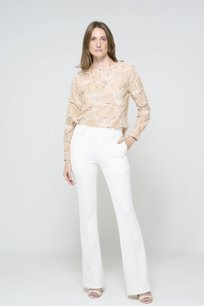 Hidrogênio - BEIGE PINEAPPLE EMBROIDERED LONG SLEEVE BLOUSE - 20514003 Hidrogênio - BEIGE PINEAPPLE EMBROIDERED LONG SLEEVE BLOUSE - 20514003