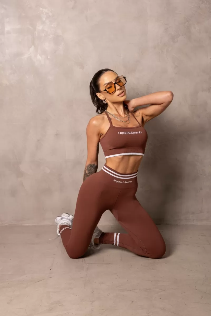 Hipkini - Seamless Smash Chocolate Fitness Top with Thin Straps - 33331370