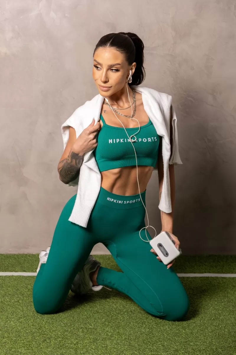 Hipkini - Seamless Smash Green Fitness Top with Thin Straps - 33331378