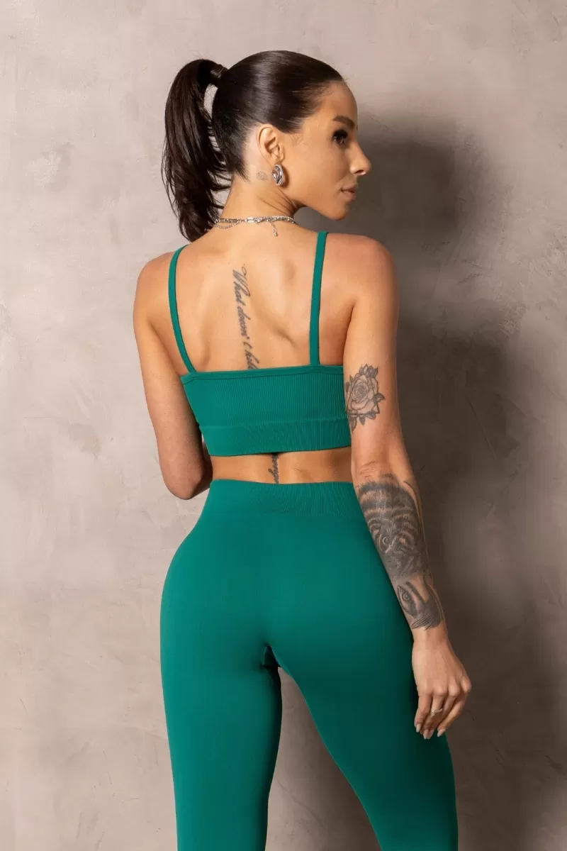 Hipkini - Seamless Smash Green Fitness Top with Thin Straps - 33331378