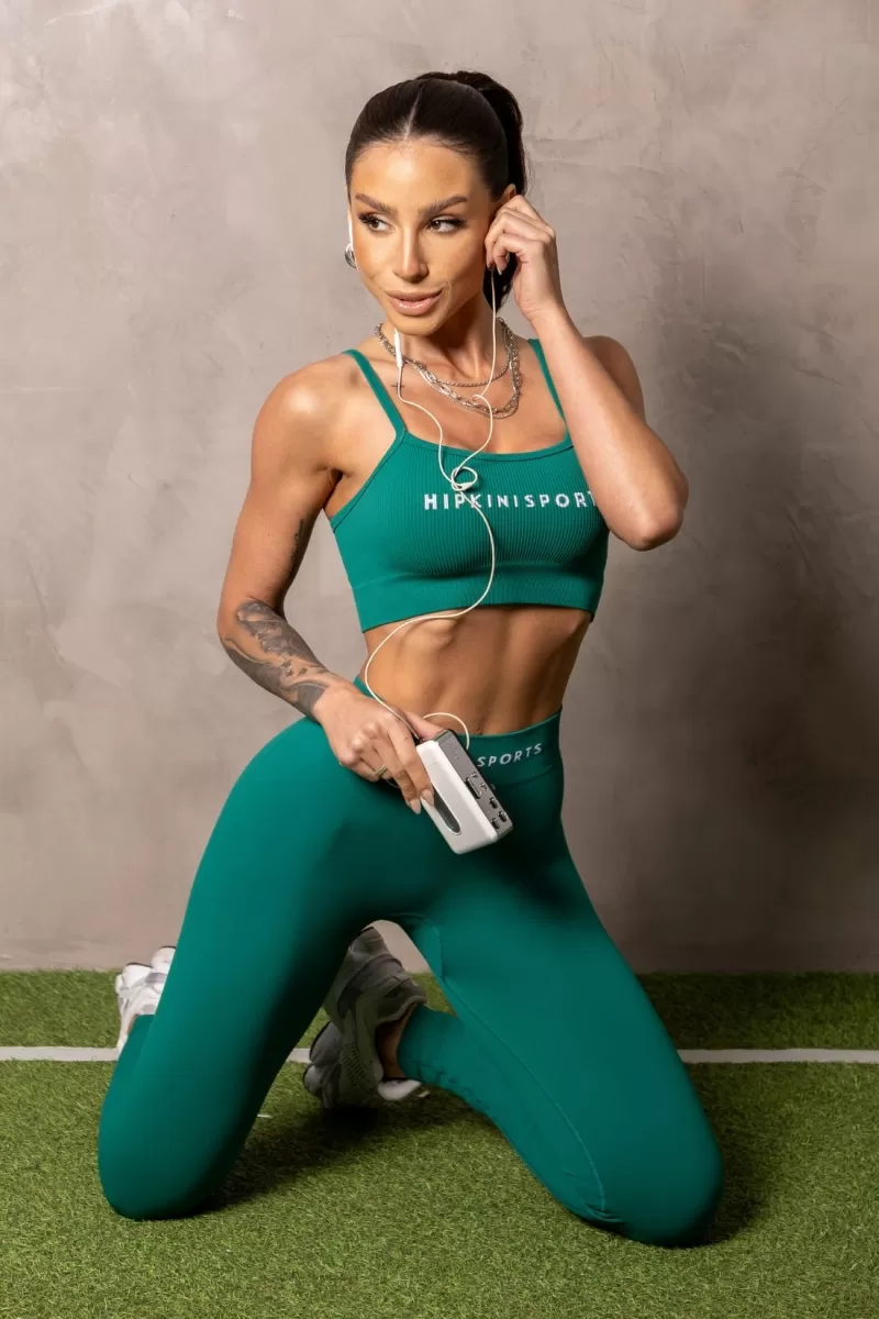 Hipkini - Seamless Smash Green Fitness Top with Thin Straps - 33331378