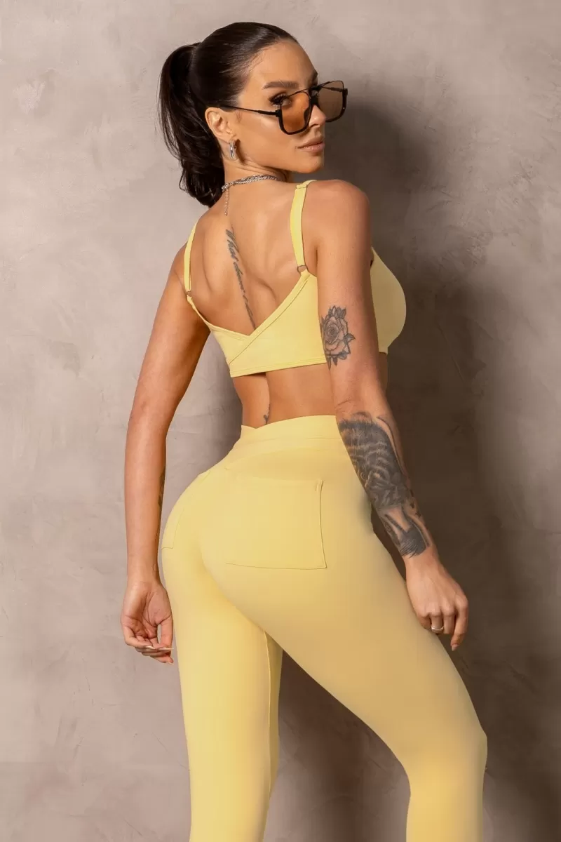 Hipkini - Yellow Smash Fitness Leggings with Draping - 33331275