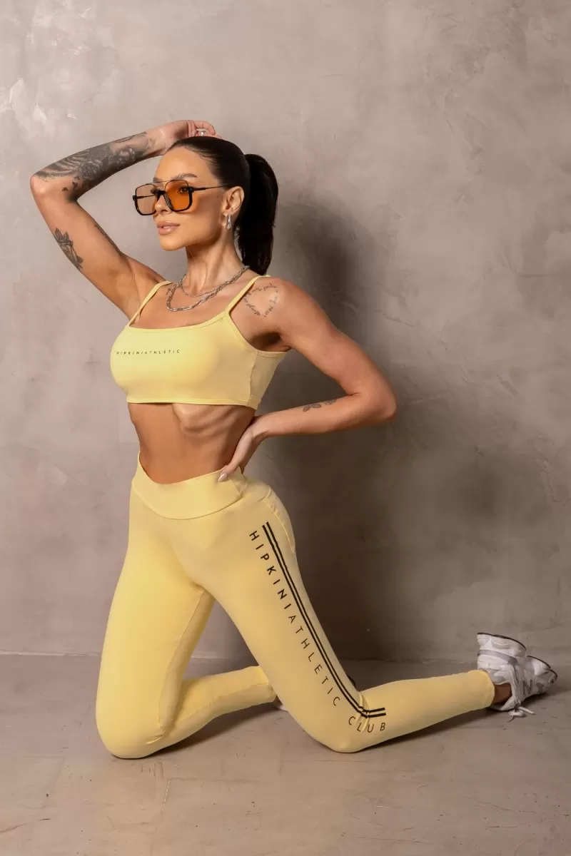 Hipkini - Yellow Smash Fitness Leggings with Draping - 33331275