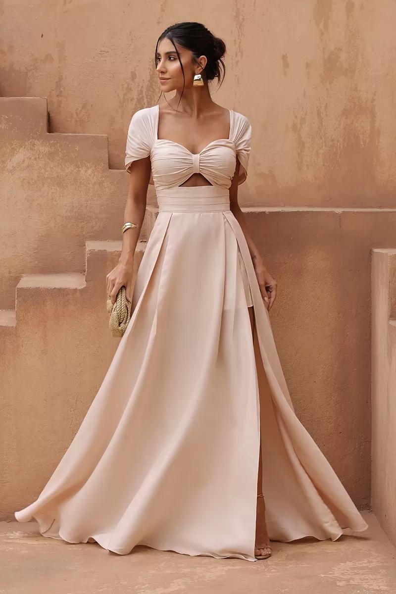Dot Clothing - Dress Dot Clothing Satin with Slit Off White - 2797OFF